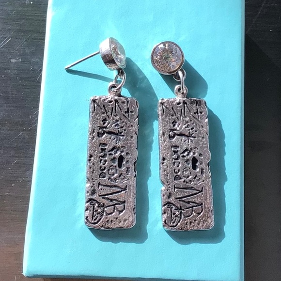 Atocha Silver Jewelry - Vintage Atocha 925 Silver Dangle Bar Post Earrings